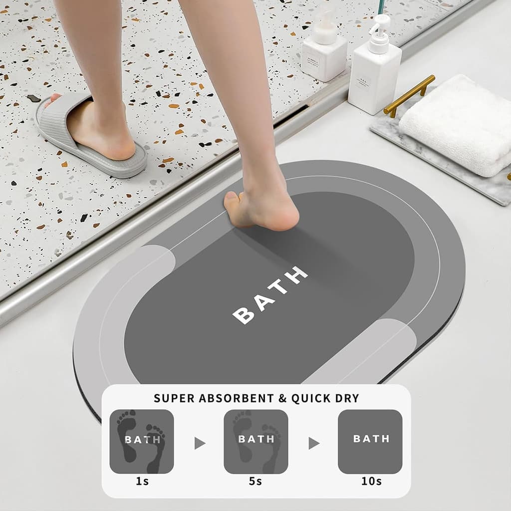 Tapete de Banheiro Antiderrapante Super Absorvente Secagem Rápida para Box Chuveiro Cozinha e Área Externa