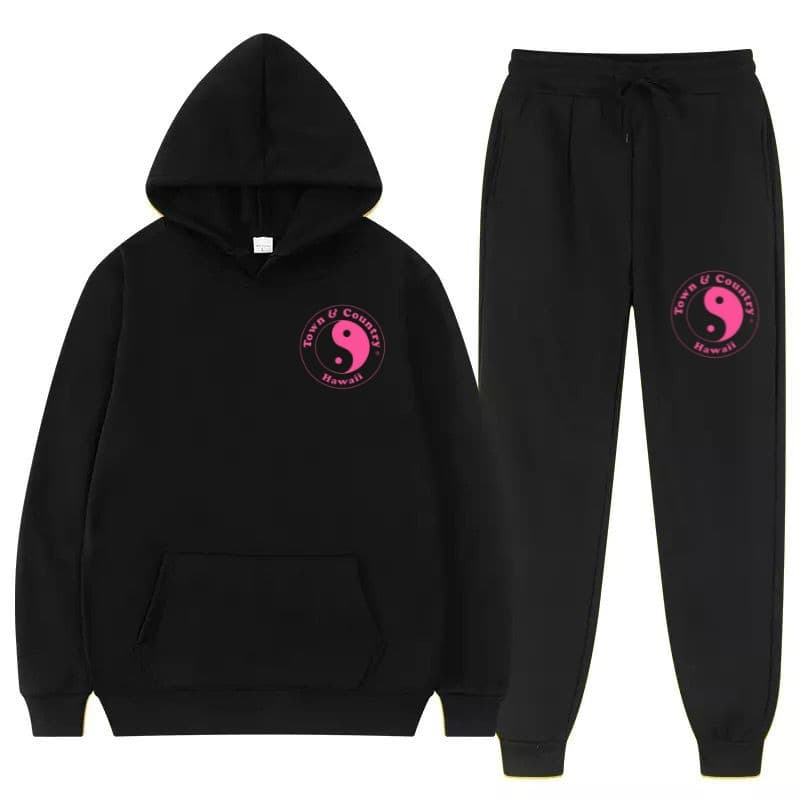 Conjunto Moletom Canguru + Calça Jogger Yin Yang Rosa