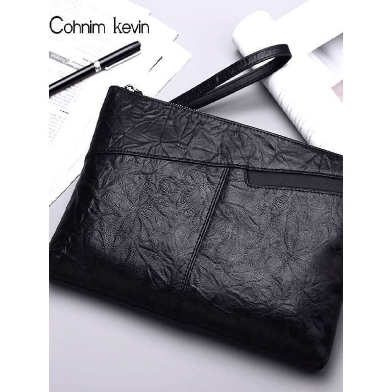 Cohnim kevin bolsa masculina de couro genuíno negócios primeira camada carteira saco embreagem Casual Envelope moda simp