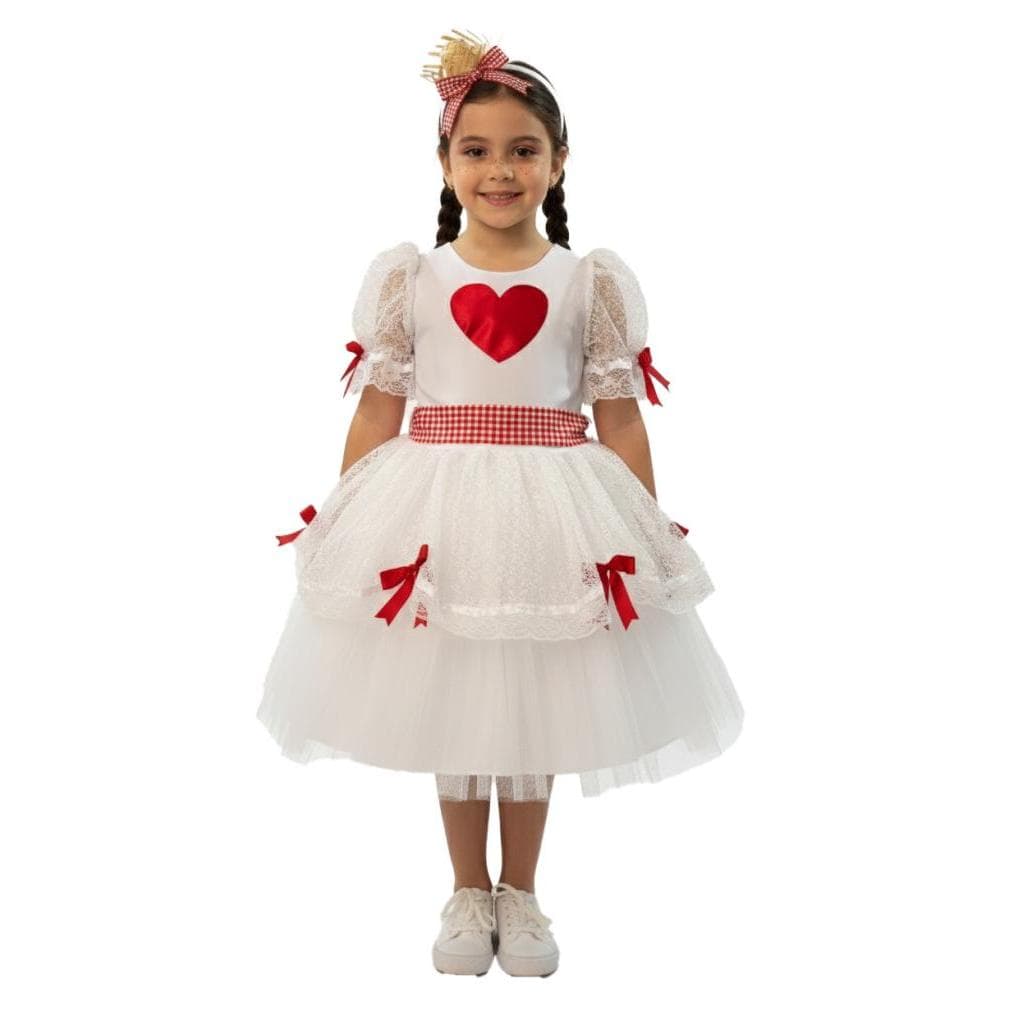 Vestido Infanto Juvenil Festa junina Noivinha Tiara Papilloo