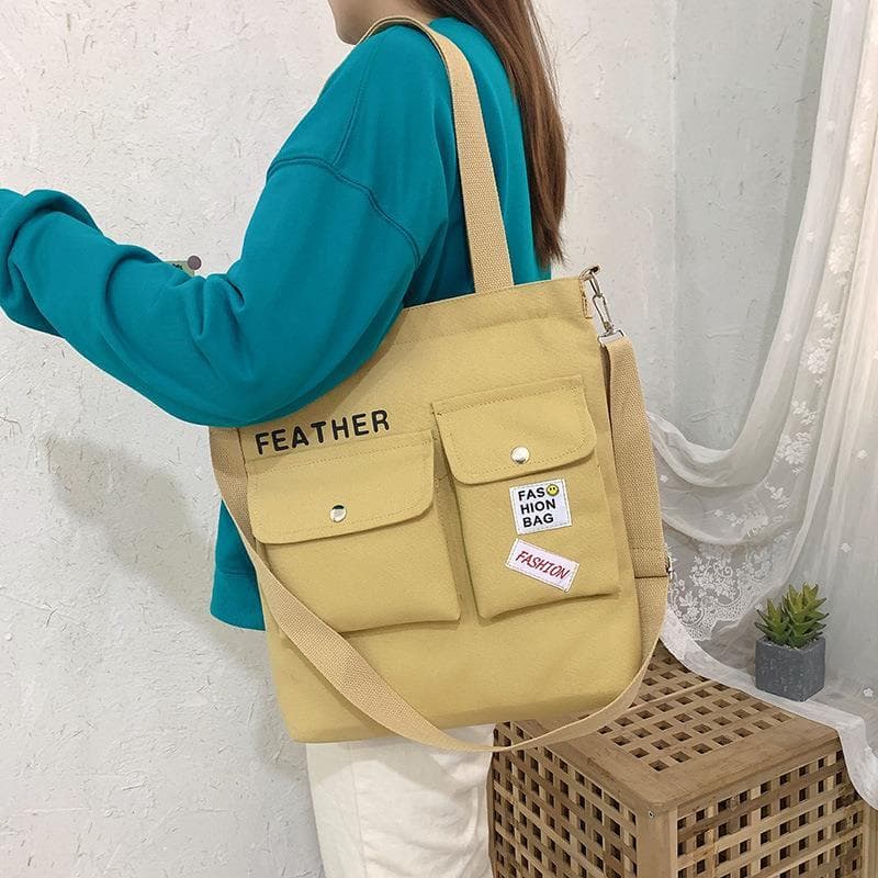 Bolsa de lona feminina mensageiro ins grande capacidade classe bolsa de ombro multifuncional All-Match bolsa mensageiro