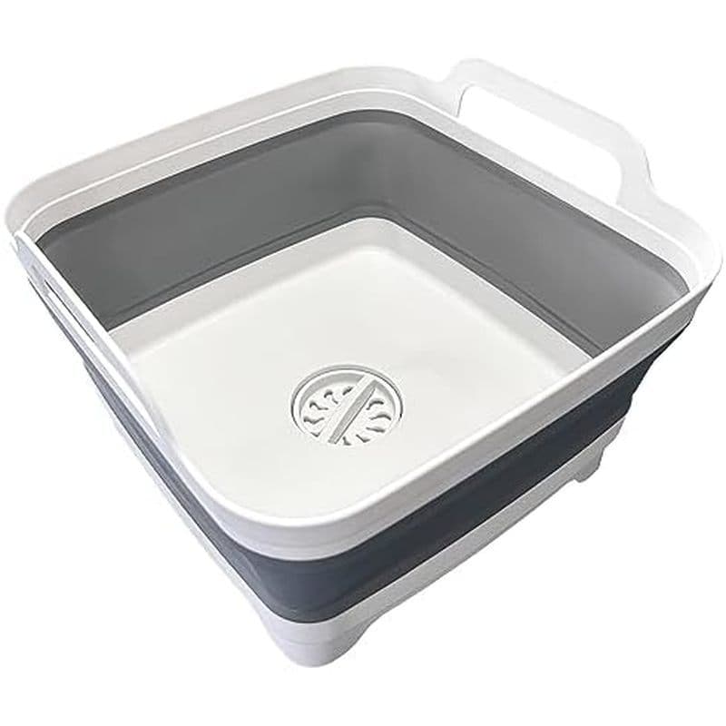 Bacia De Prato Dobrável De 9L (2.4Gal) Com Alças De Transporte De Plugue De Drenagem , Bandeja De Armazenamento De Cozin