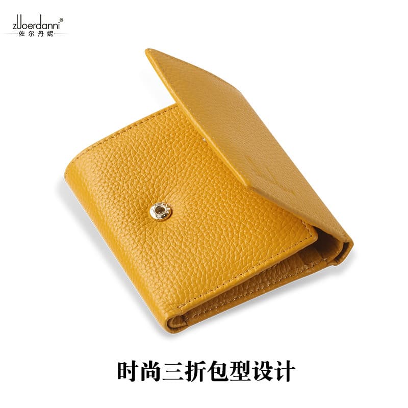 Primeira camada de couro novo estilo moda estilo curto Tri-fold feminino simples carteira estilo Vertical versão coreana