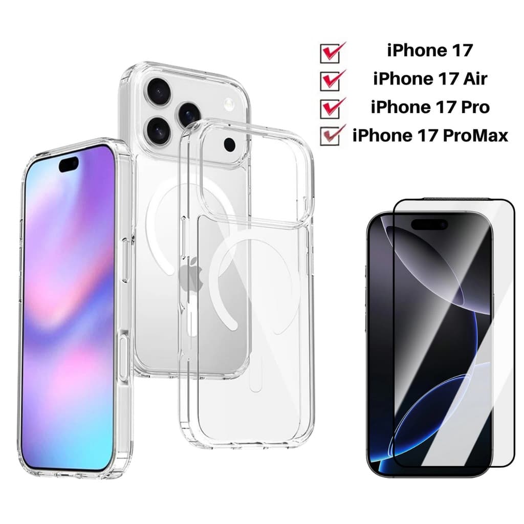 Capa Case MagSafe Magnética TPU Dura E Película 3D Vidro ou Hidrogel iPhone 17 Air / Pro / Pro Max
