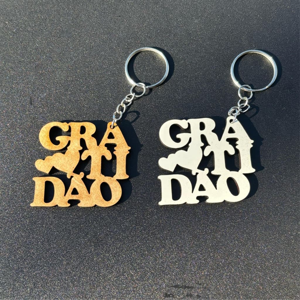 Chaveiro Gratidão em MDF Cru ou Branco 3mm - Lembrancinha Personalizada Decorativa