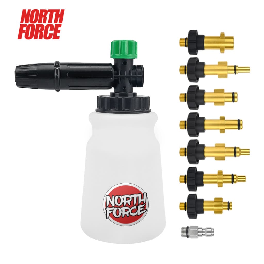 Aplicador de Espuma Snow Foam – Lavadora de Pressão, Conexão Engate Rápido Branca 1L North Force