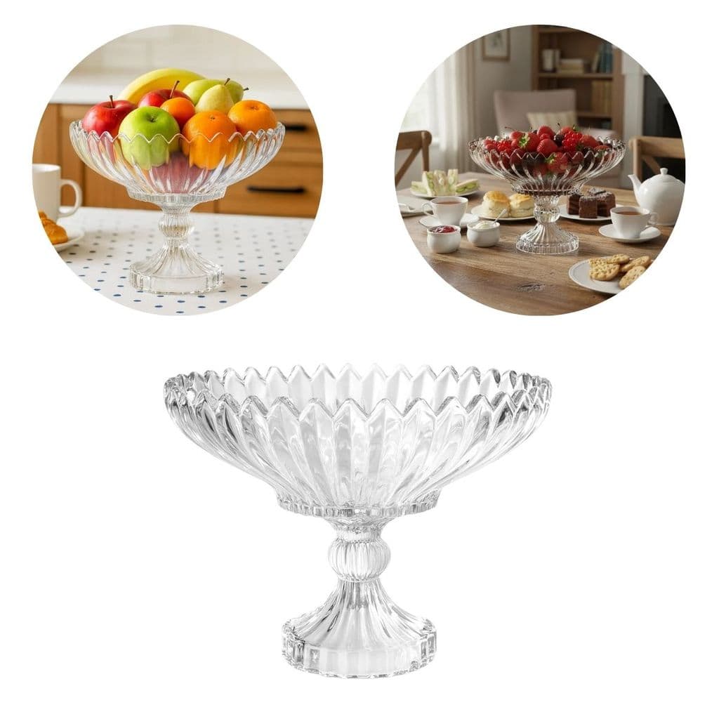 Fruteira Centro de Mesa Vidro com Pé Brazília 30cm ECT