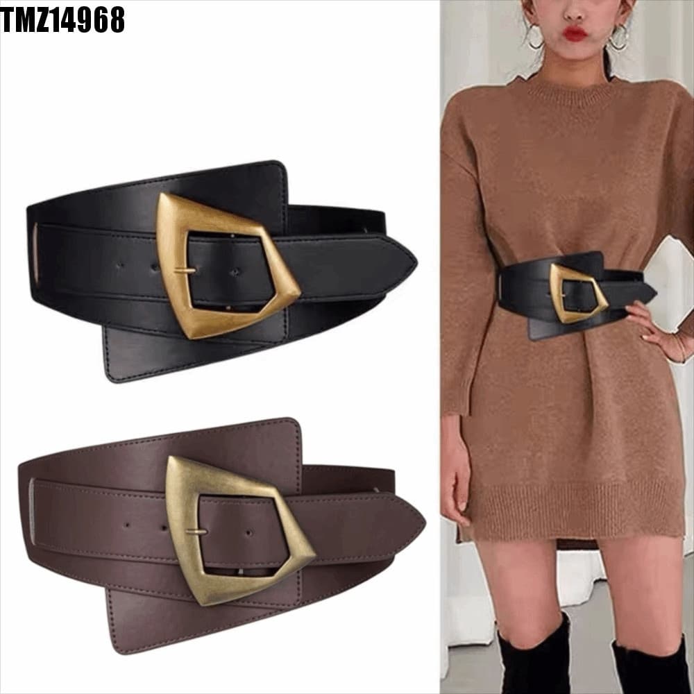 TMZ14968 Faixas Largas Elásticas , Couro PU Cor Preta Cinto Feminino Para Eventos Formais , Geométrico