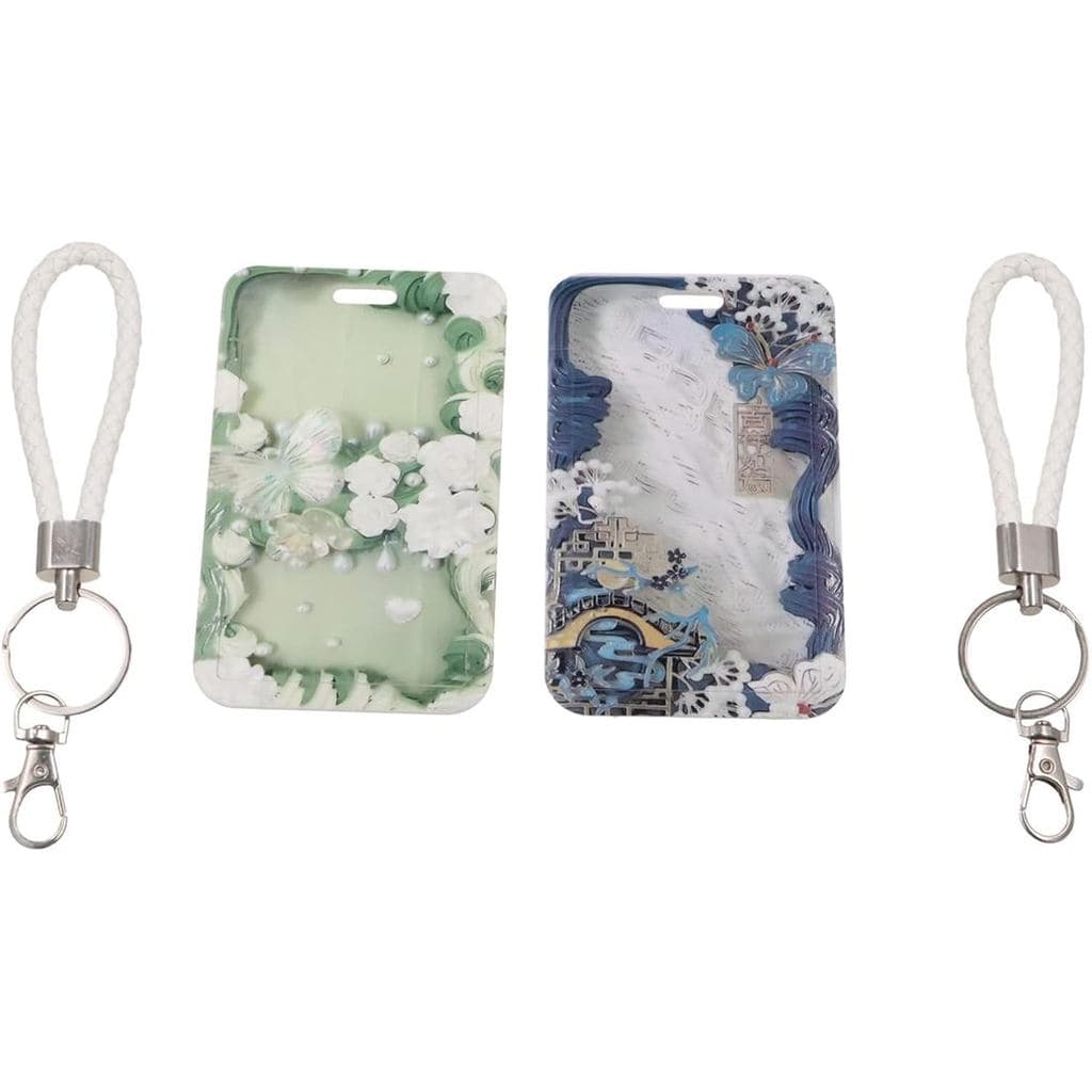 Chaveiro Porta-Cartões Fotográficos Kpop De 2 Pacotes , Crachá De Cartão De Crédito Com Design De Borboleta E Flor Cordã