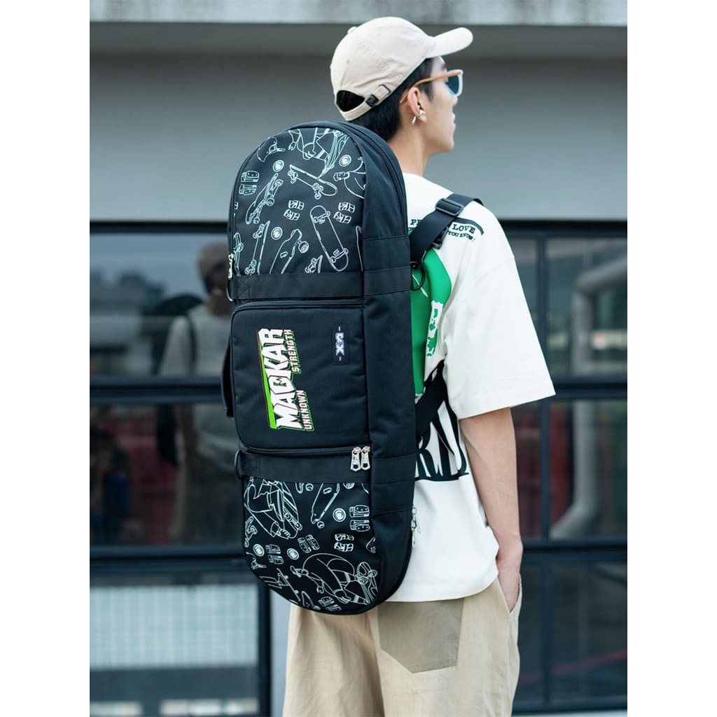 MACKAR Skate Bag Road Chong Board Bag Skate Bolsa de armazenamento de equipamentos de proteção Bolsa de balancim duplo M