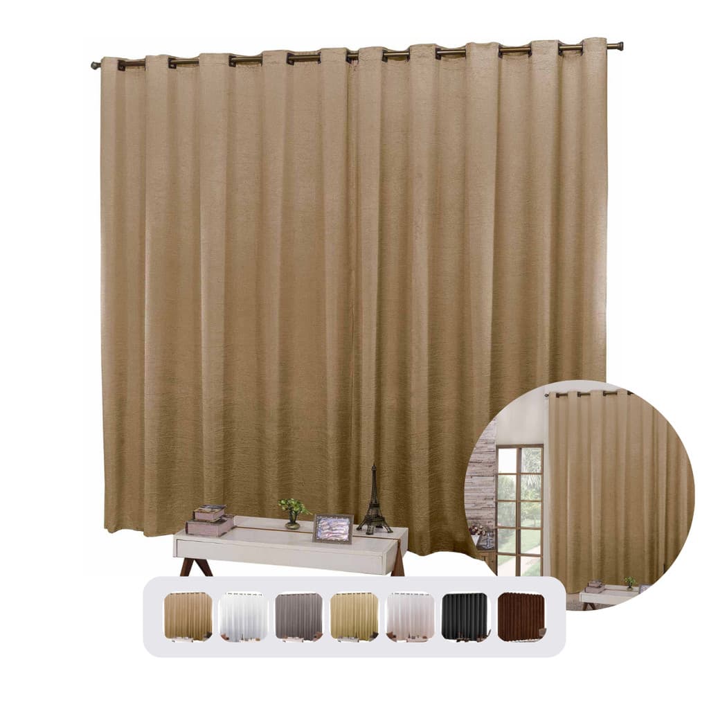 Cortina Sala Quarto 3,00m x 2,50m Cetim Amassadinho Varão 2m incluso