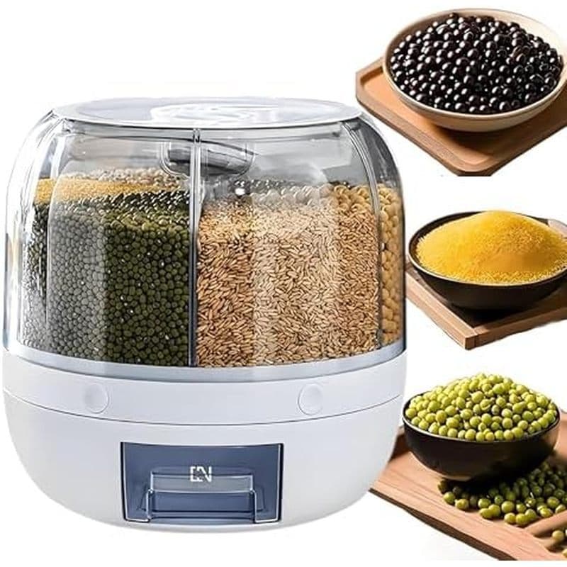 Dispensador Grande De Armazenamento À Prova De Capacidade Saída Giratória Grãos De Arroz Recipiente De Com Um Clique (Pe