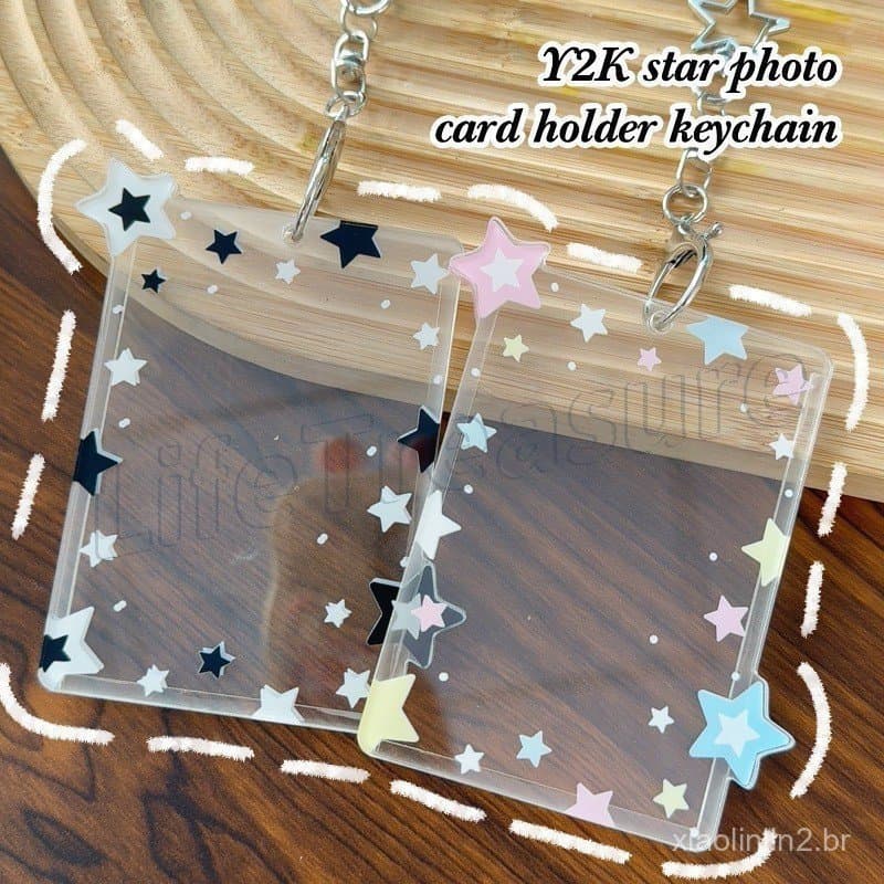 Chaveiro Porta-Cartões Fotográficos Y2K Star-Ornamento Pendurado Para-Pingente De Criativo-Encantos Da Moda-Chaves De Id
