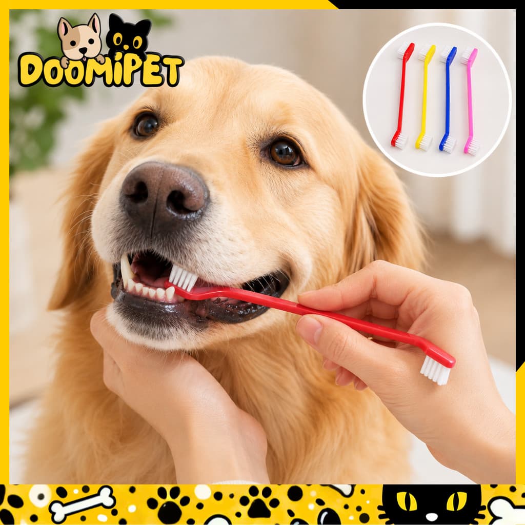 Kit de 2 Escovas de Dentes Dupla para Pets – Higiene Bucal para Cães e Gatos