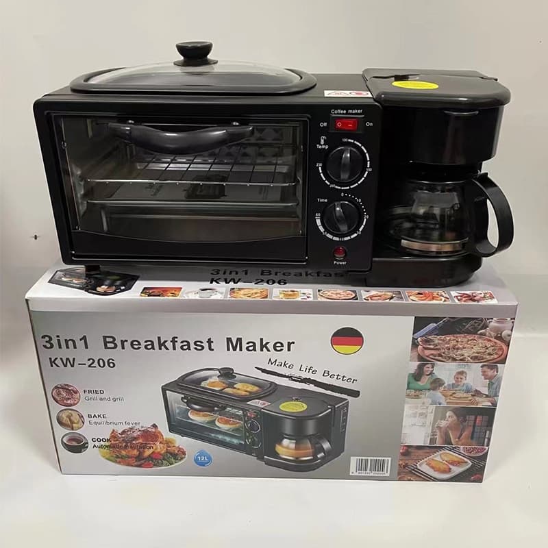 Três-em-um multifuncional doméstico padrão americano 110V220V máquina de café da manhã Multi-fogão Mini forno comércio e