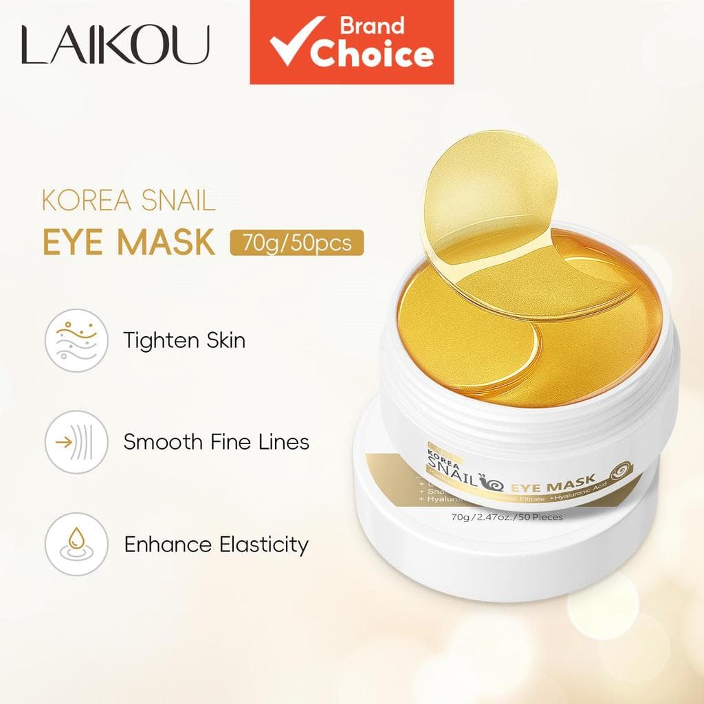 LAIKOU Máscara de Olho de Ouro com Caracol Remover Rugas e Olheiras Patch Ocular Anti-idade 50 unidades