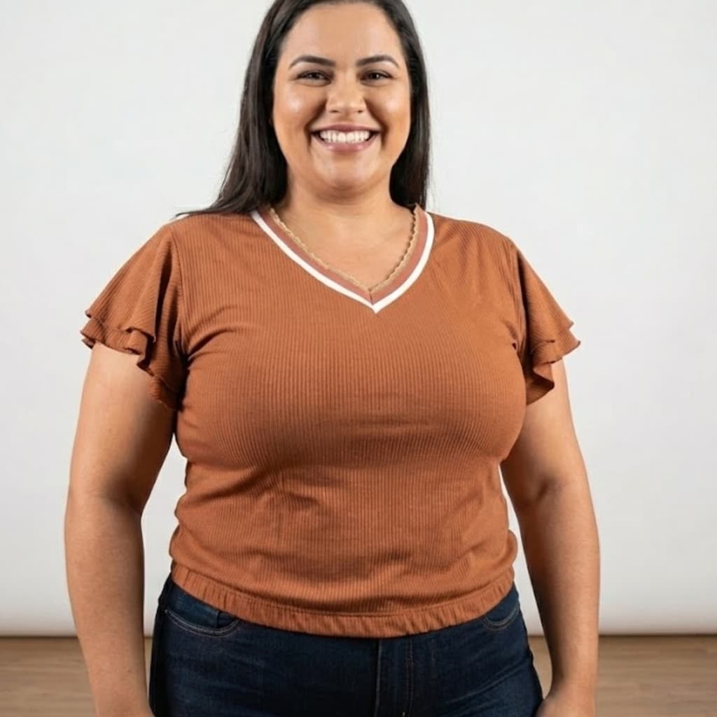 Blusa Feminina confortável marrom - Tamanho G3 (Última Unidade) camiseta