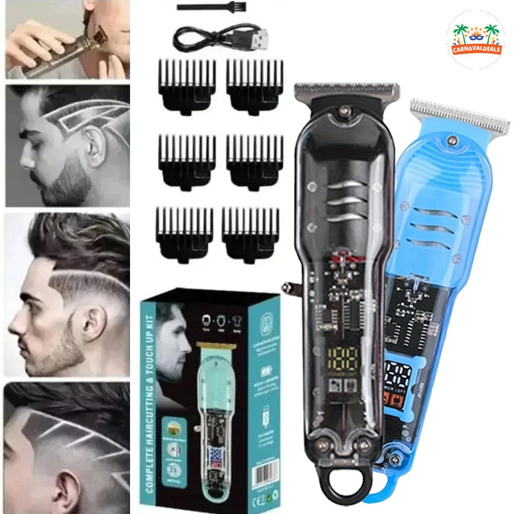 Barbeador profissional inteligente LCD transparente sem fio barbeador elétrico masculino