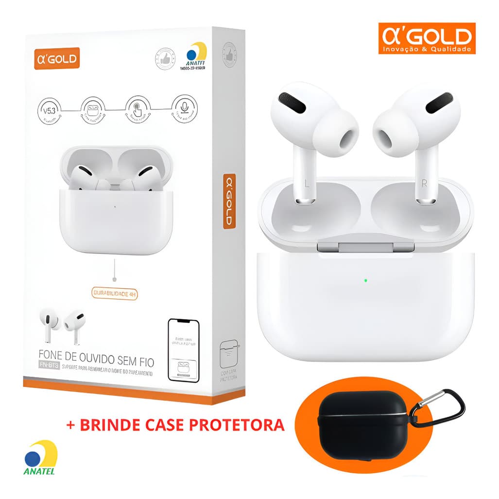 Fone Sem Fio A'gold Bluetooth 5.4 Anti Ruido Premium Anatel Branco