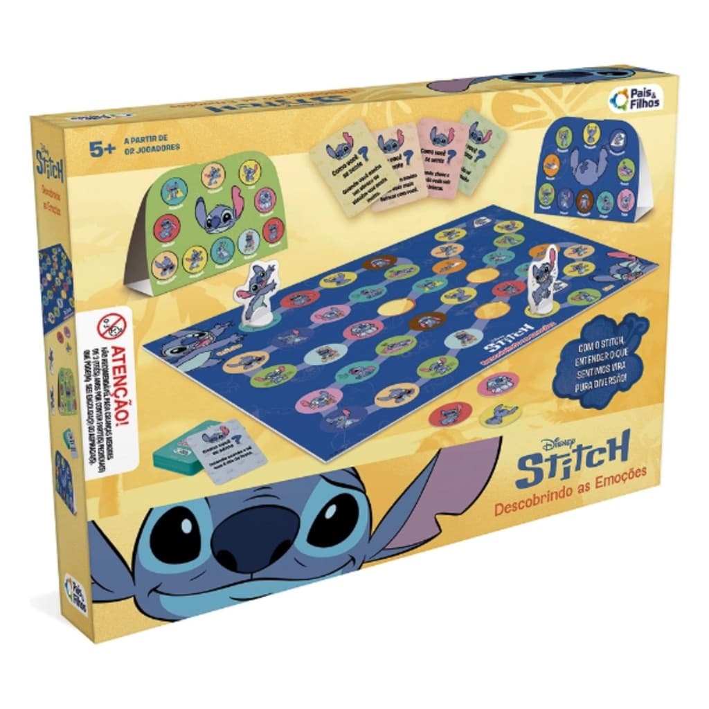 Jogo de Tabuleiro Infantil Descobrindo as Emoções Stitch Pais e Filhos
