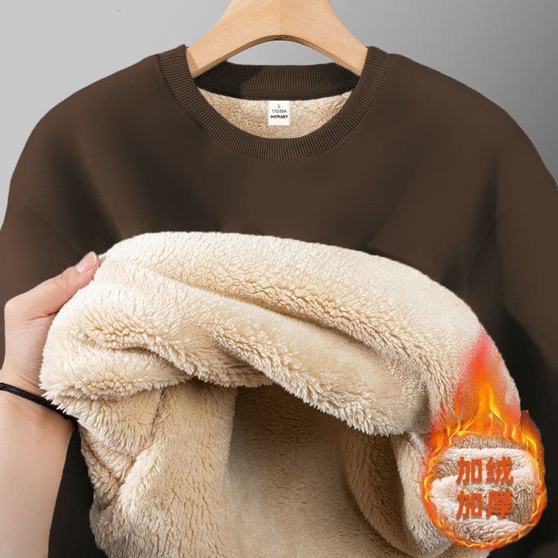 Forro de lã engrossado moletom masculino quente cor sólida solto sem capuz roupas superiores estilo inverno Super grosso