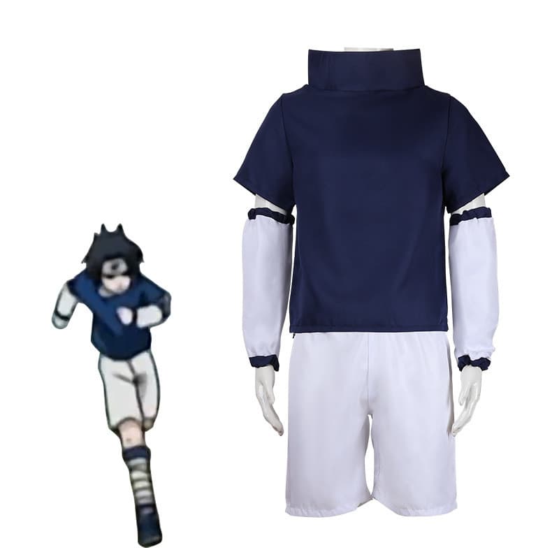 Pronto estoque Addiction Ninja COS Terno Sasuke Segunda geração Terno de manga curta com mangas cos Adulto Crianças cosp