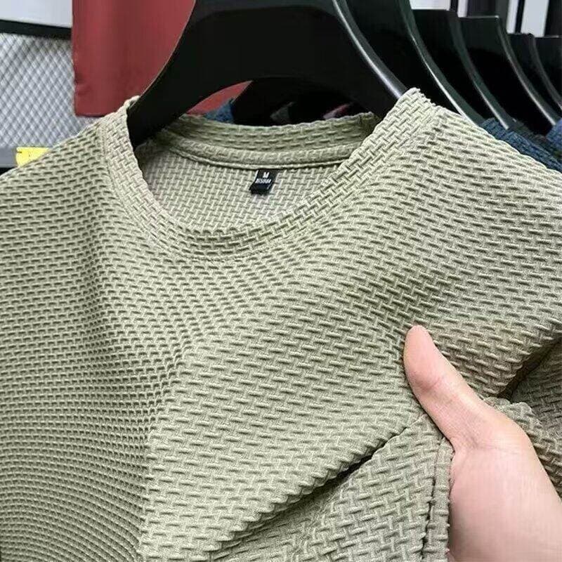 Camiseta masculina de secagem rápida de seda gelo verão malha de manga curta trabalho respirável esportes meia manga