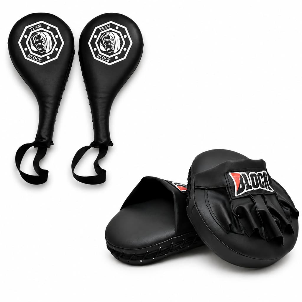 Kit Raquete Chute e Manopla de Foco Treino Artes Marciais