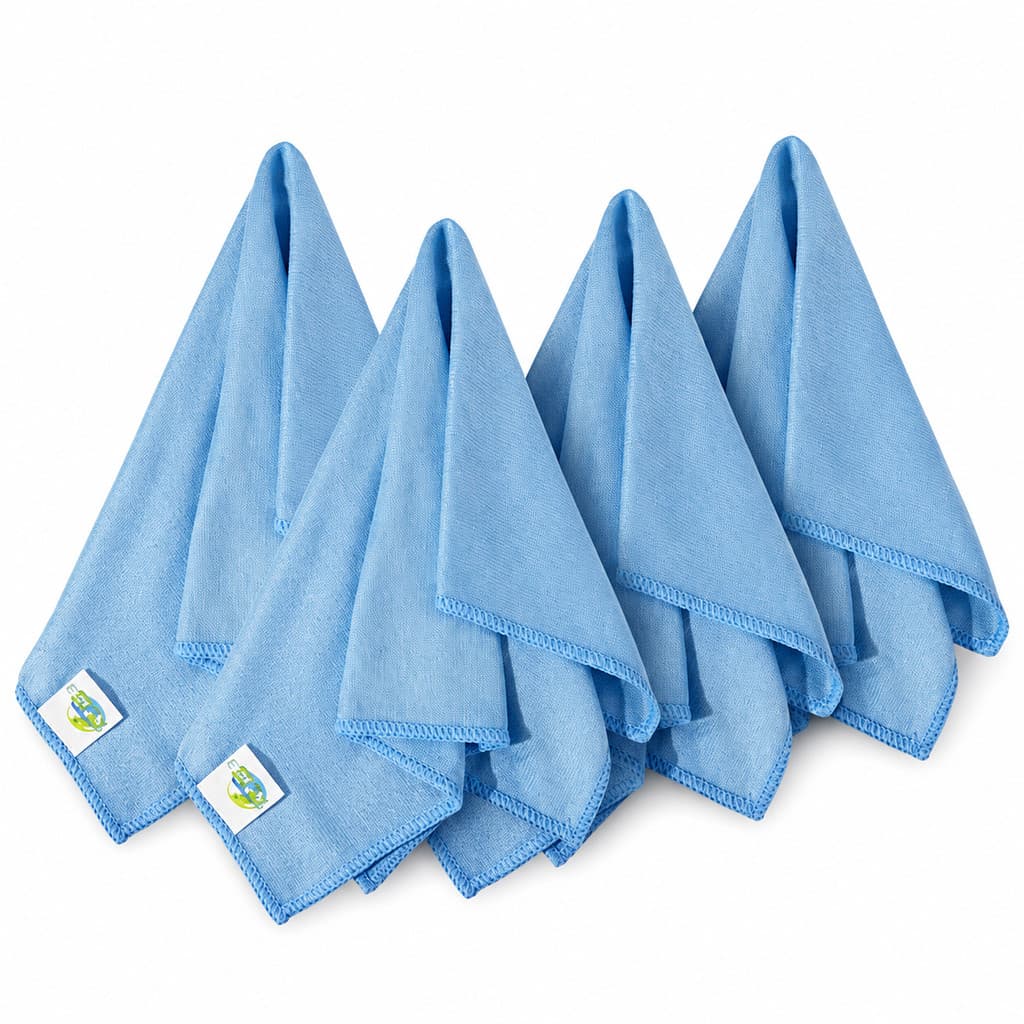 Kit 4 Panos Microfibra Limpa Vidros Automotivo 40x40 Azul 240GSM JS