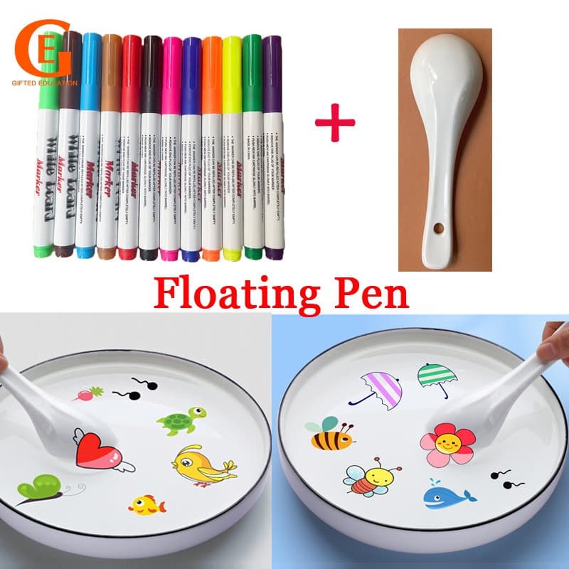 8/12 Cores Caneta Flutuante Crianças Pintura Em Água Conjunto De Canetas De Grafite Marcador Mágico De Quadro Branco Com