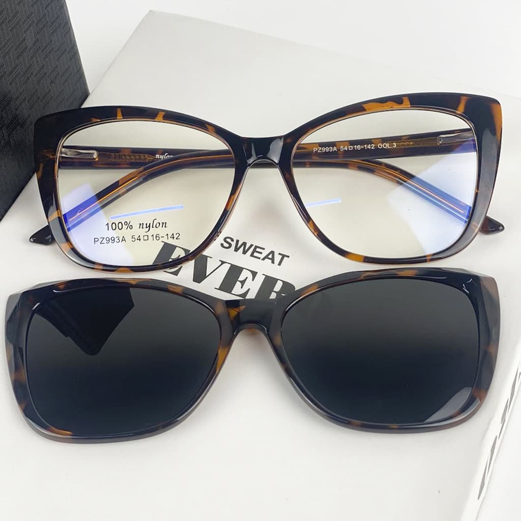 Armação Óculos Grau Feminino Com Clipon 2 Em 1 Em Acetato novidade Envio rapido Cf508