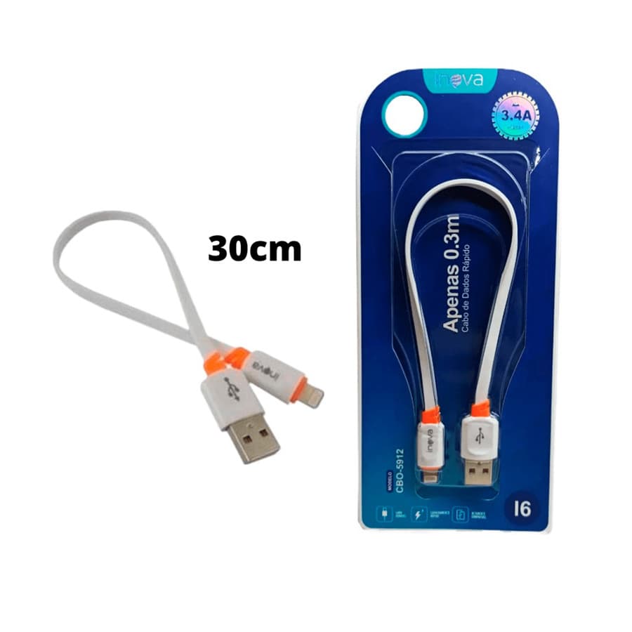Cabo para Dados e Carregamento Inova Tipo-C 30cm Carga Rápida