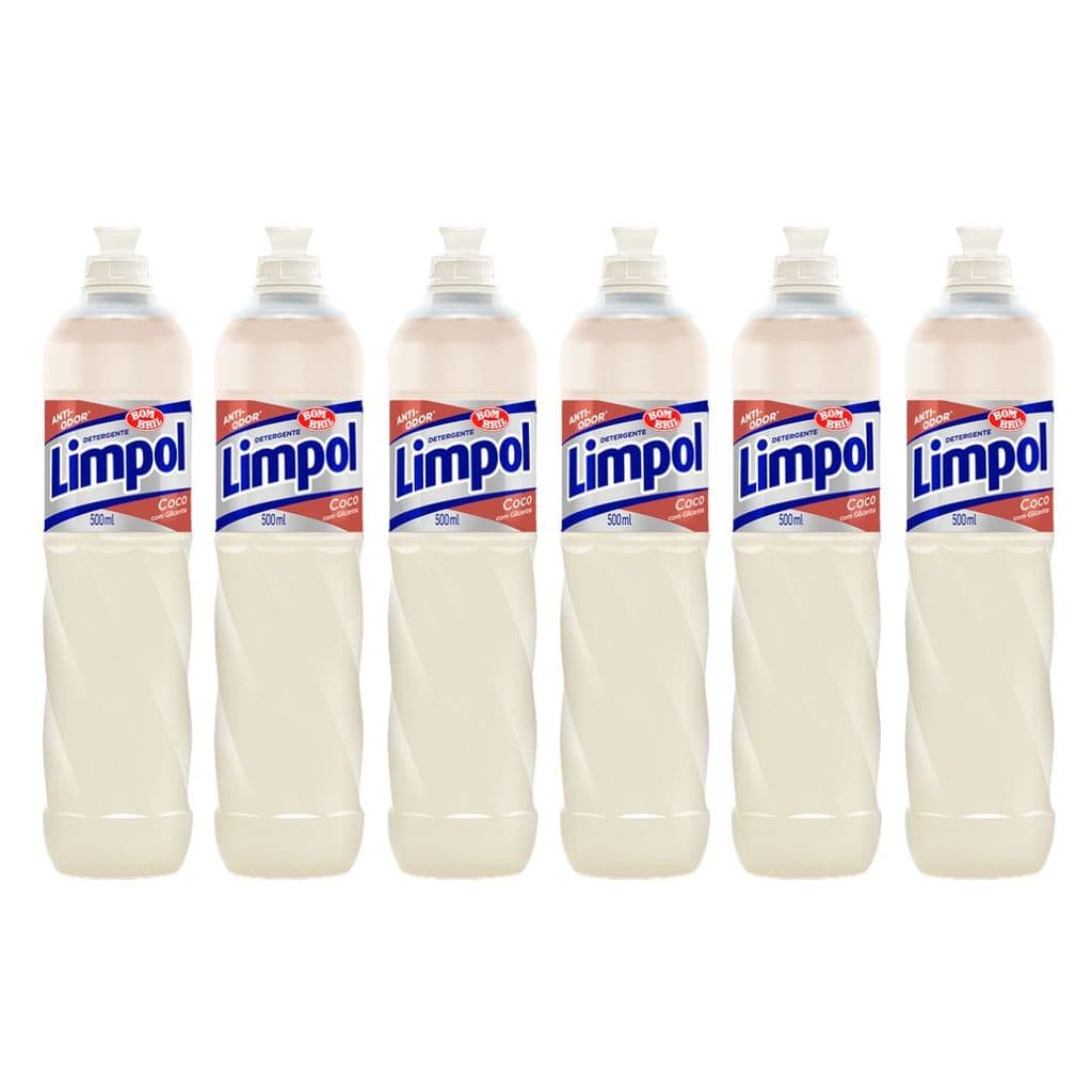 KIT 3 Detergente Líquido Limpol Coco 500 Ml
