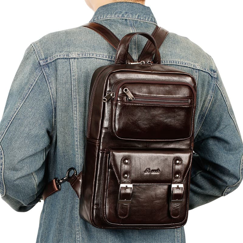 Novo estilo mochila de couro masculino cross-body saco de dupla utilização cross-body saco multifuncional bolsa de viage