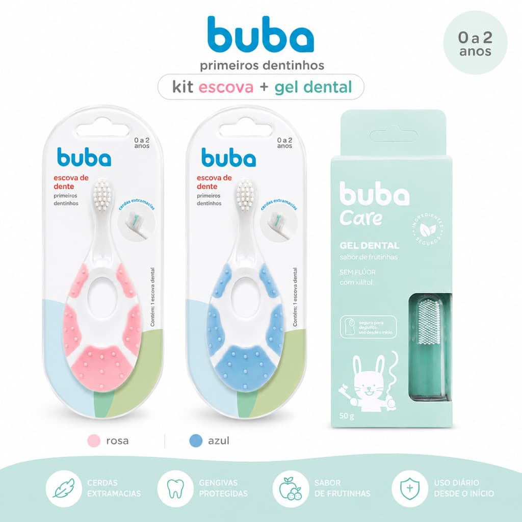 Kit Higiene Bucal Bebê Buba Escova e Gel Dental