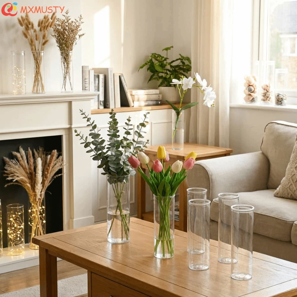 Vaso De Plantas Hidropônicas MXMUSTYZA , Vasos De Plástico Transparente Para Embrulho De Flores , Suporte Moderno Cilínd