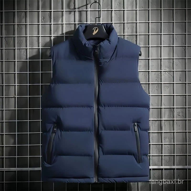 Colete masculino outono inverno colete térmico Casual esportes trabalho wear gola alta roupas de algodão tamanho grande