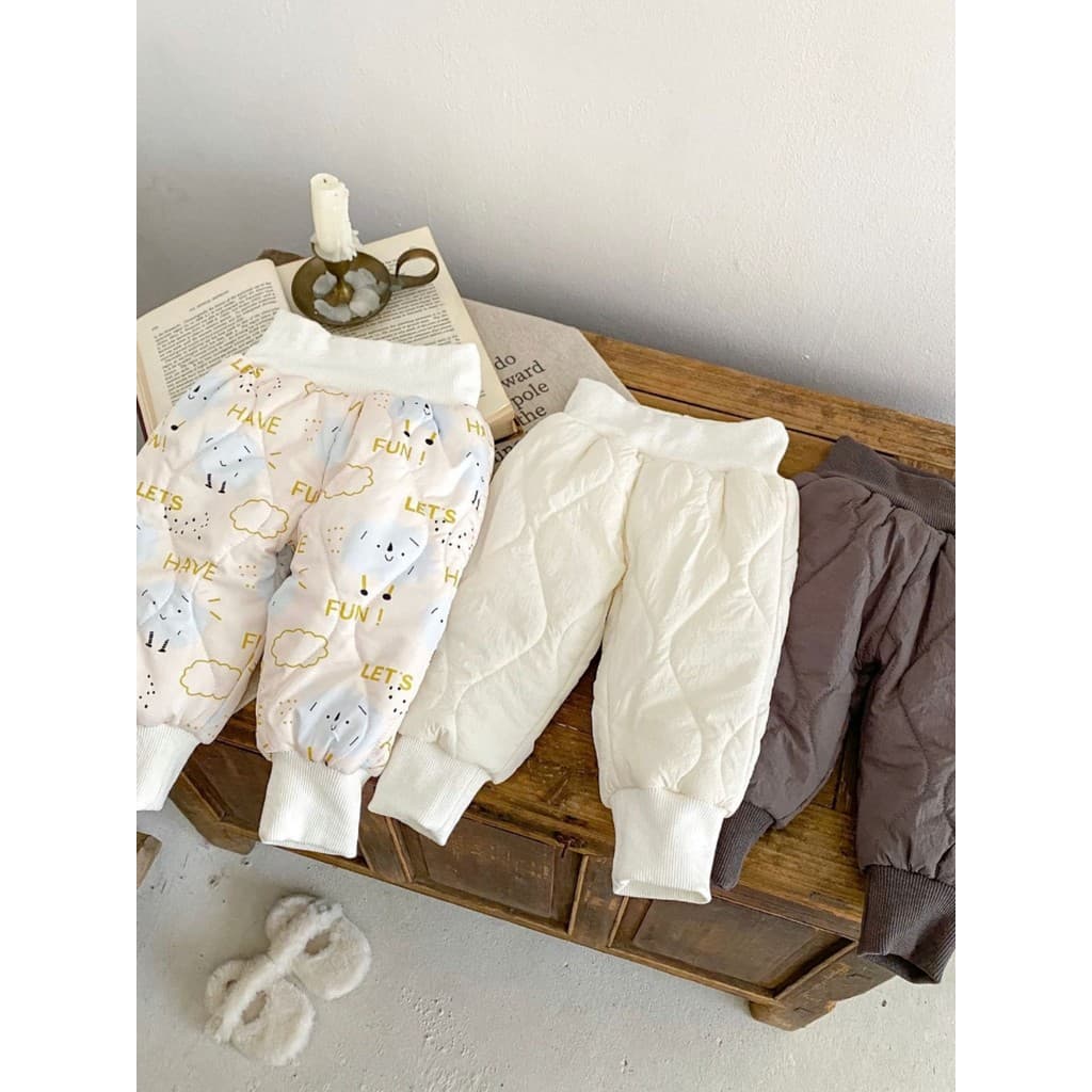 Masculino feminino bebê outono inverno novo estilo calças de cintura alta manter quente estilo ocidental calças de algod