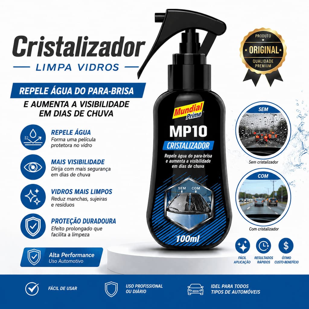 Cristalizador Parabrisa Vidros Com Borrifador Spray Repelente de água