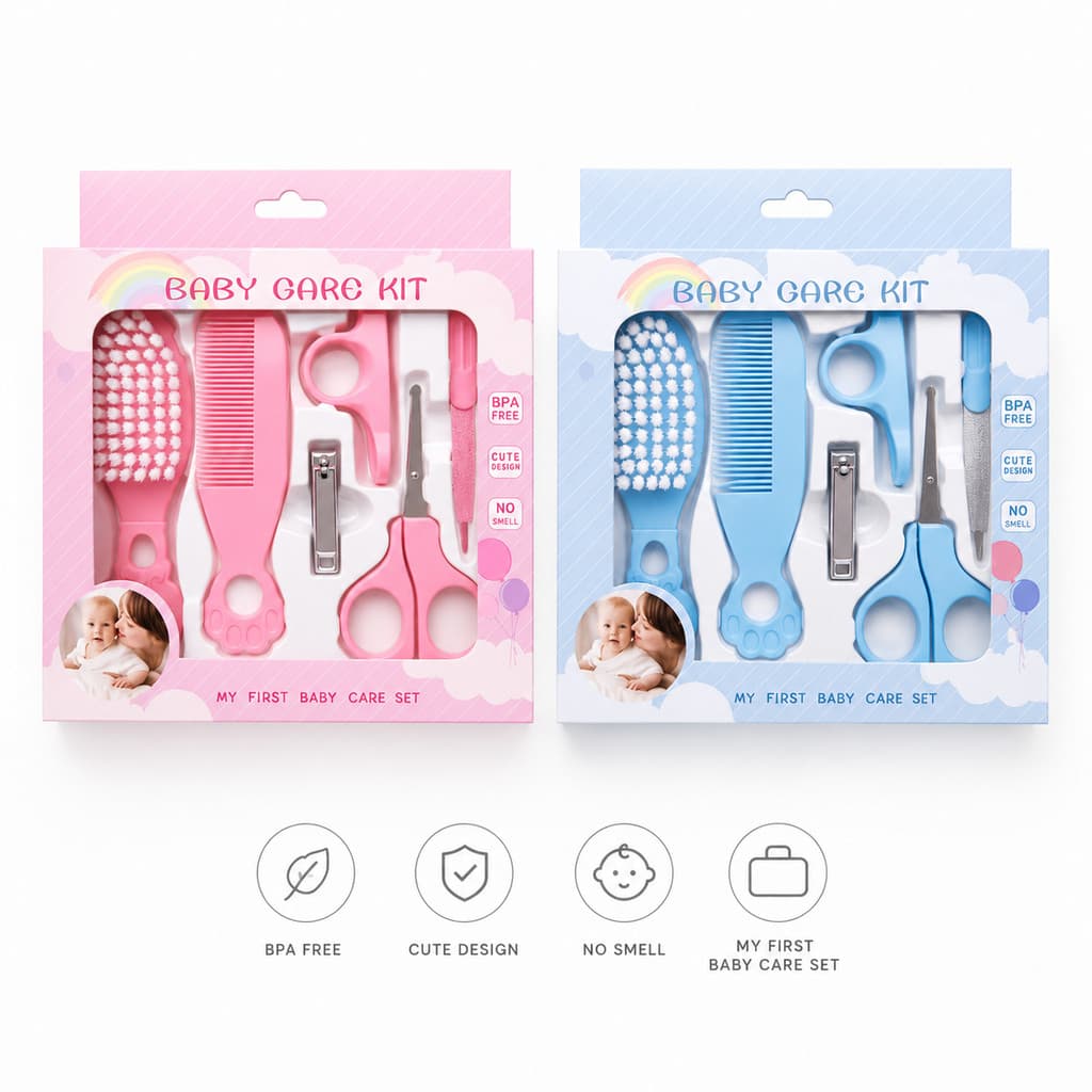 Kit Higiene Infantil Para Bebe Com Tesoura Escova e Pente