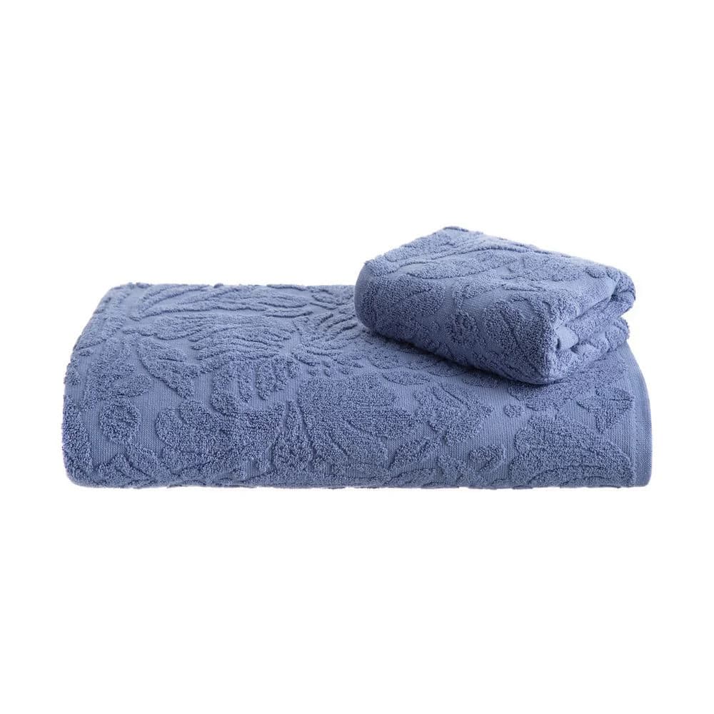 Jogo de Toalha Portman Buddemeyer Algodão 100% Relevo Floral 420G/M 2pçs - Azul