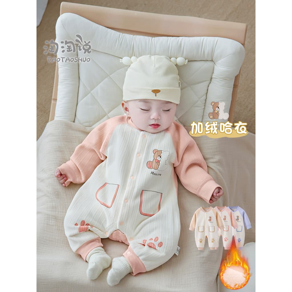 Macacão de lã para bebê, pijama de inverno engrossado para bebês, roupas de outono e inverno para manter o calor, Super