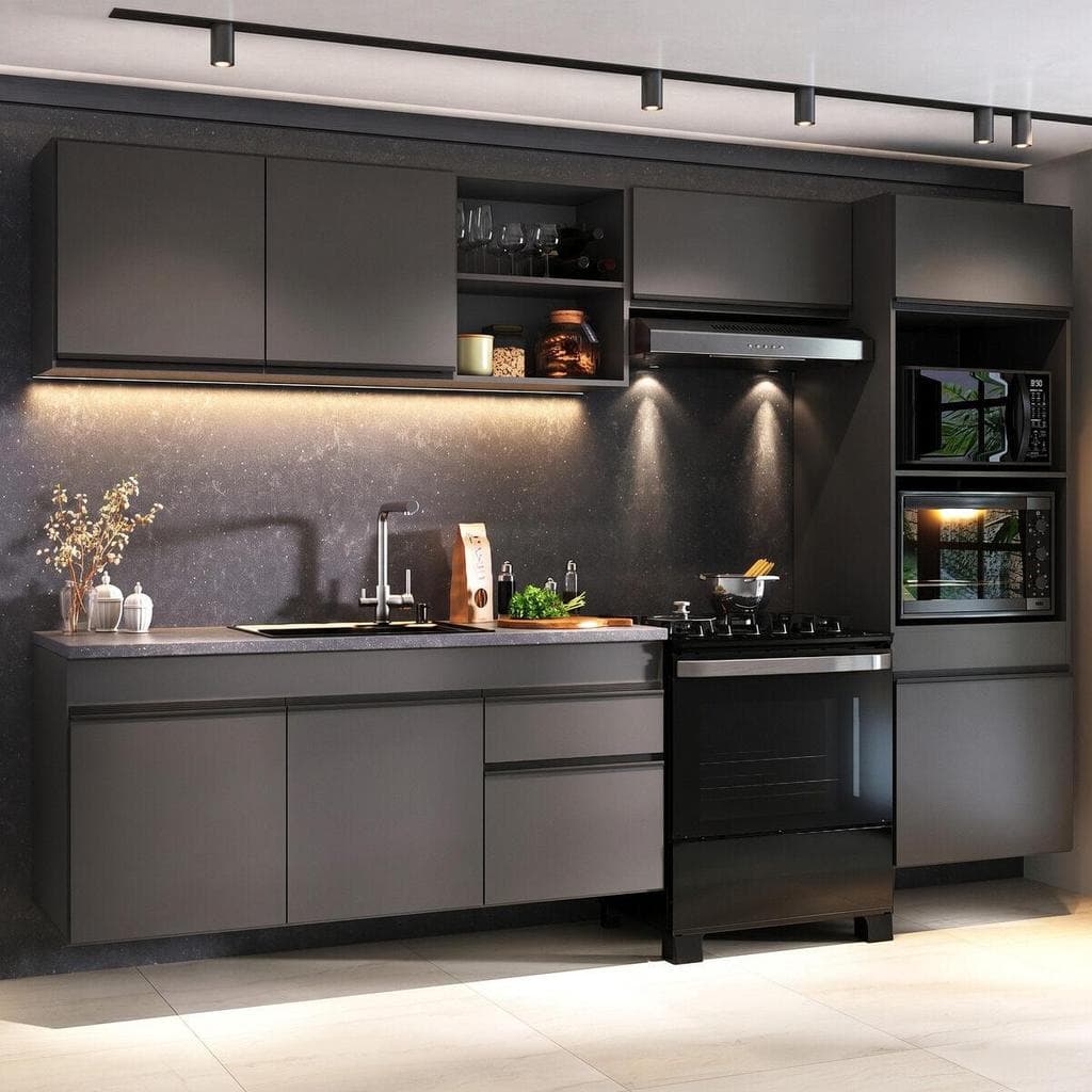 Armário Cozinha Modulada Completa Suspensa 281,5cm Milano Multimóveis MP2407
