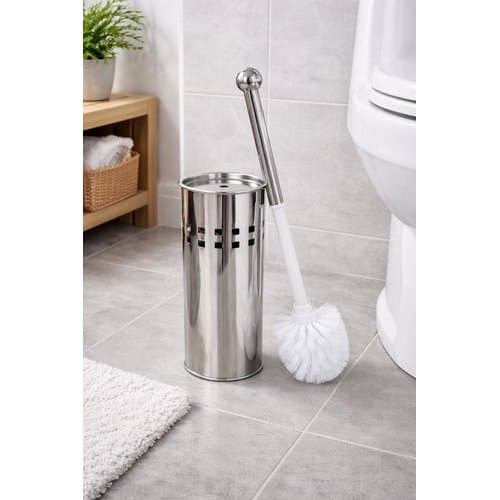 Kit Escova Sanitária Suporte Inox Durável Prático Moderno Limpeza Banheiro