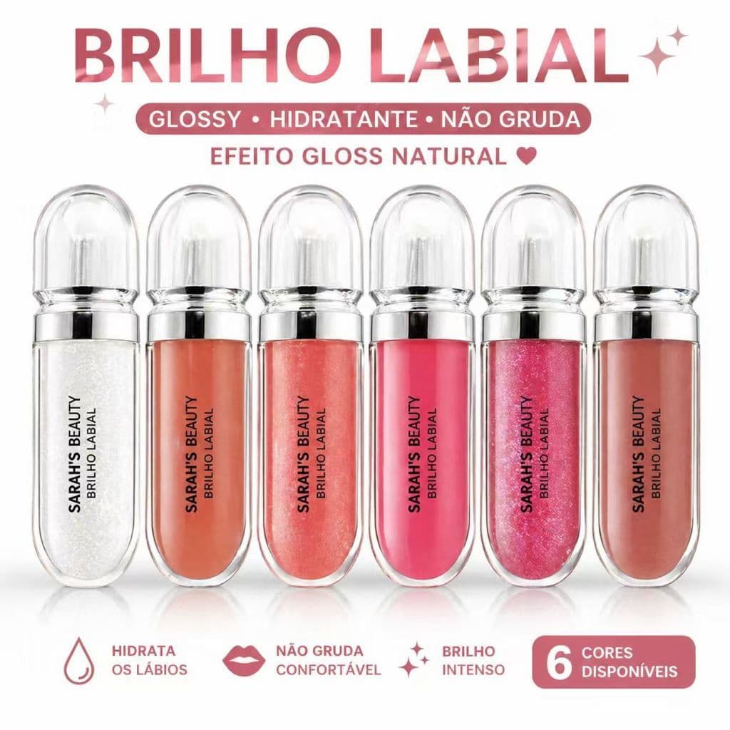 Gloss Labial Sarah's Beauty Brilho Intenso Hidratante Não Gruda