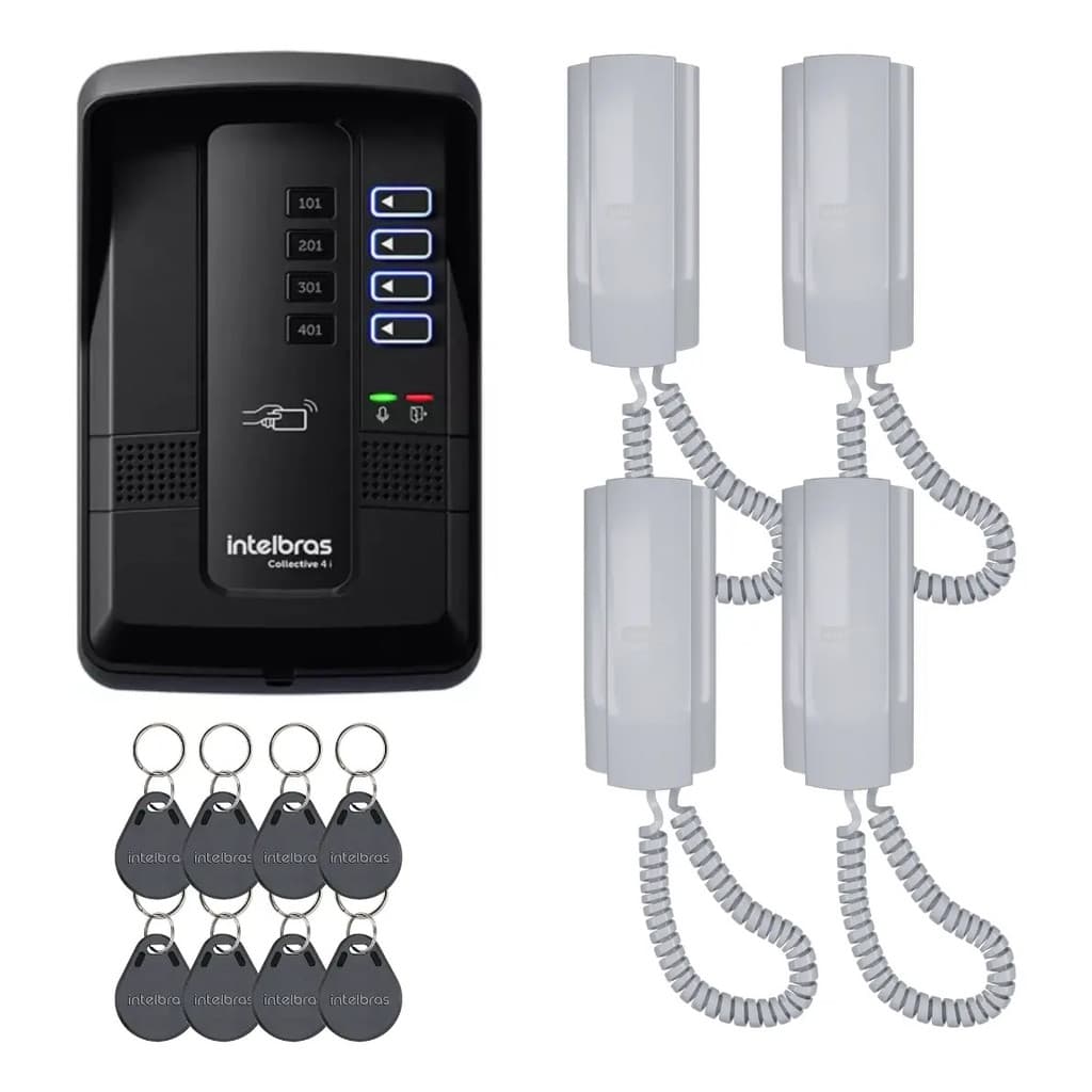Kit Porteiro Coletivo 4 Pontos C/ Interfone 8 Tag Intelbras