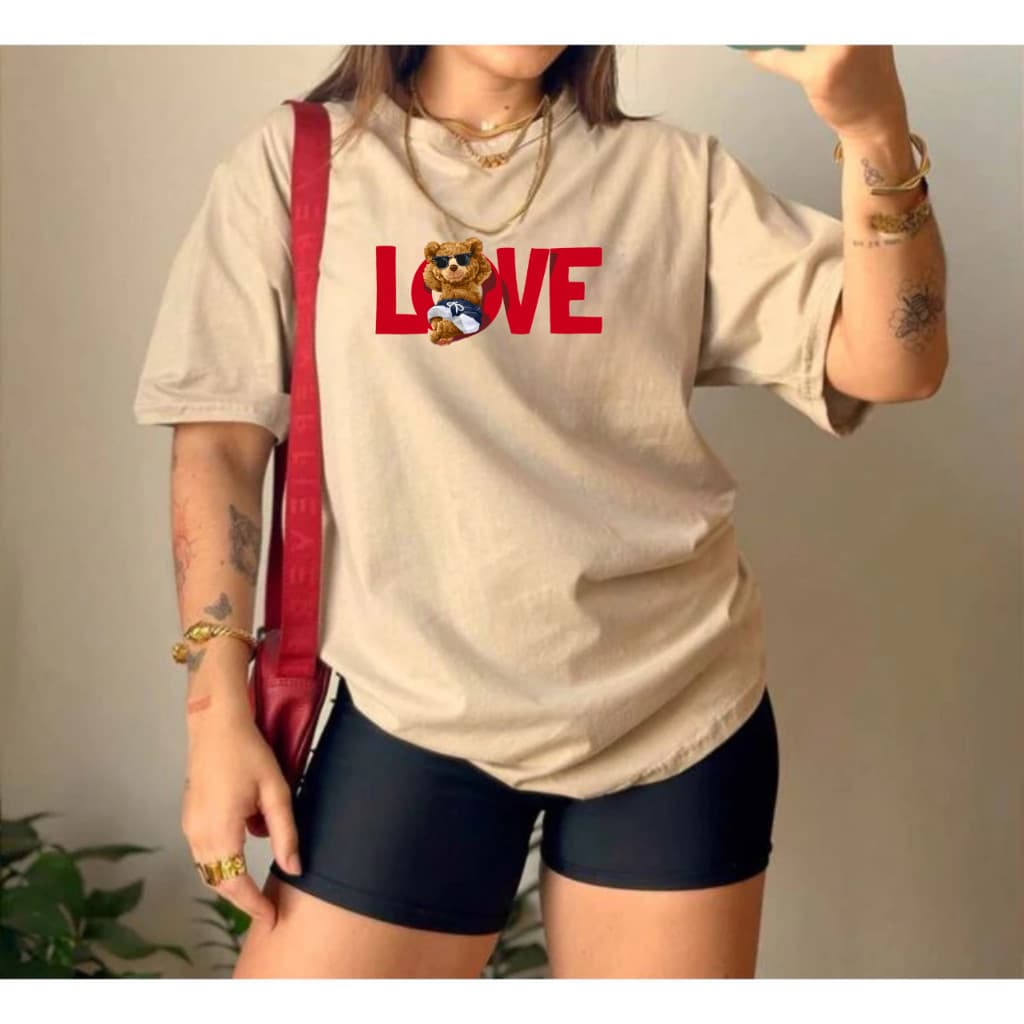 Blusinha Feminina T-Shirt Camiseta Premium Moda Camisa Tendência Verão Varias Cores 100% Algodão Estampada Love