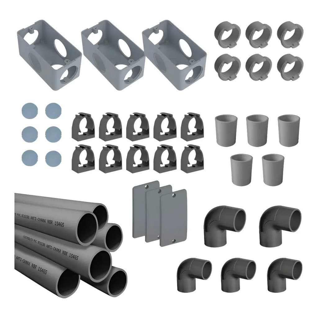 Kit C/ 3 Conduletes 4x2 3/4  Polegad+ Acessórios Instalação