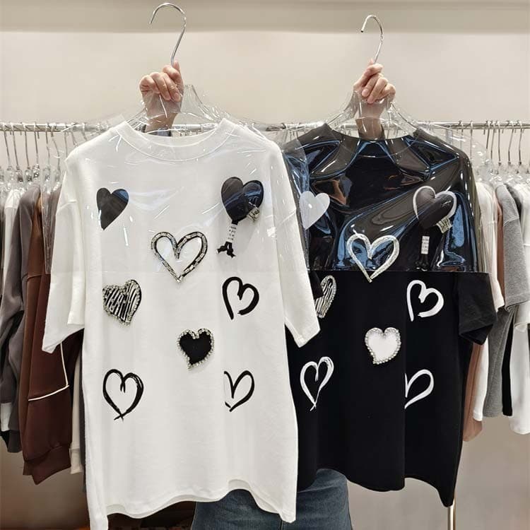 2026 Produtos europeus soltos de algodão puro camiseta de manga curta feminina 2023 novo estilo primavera Design gola re