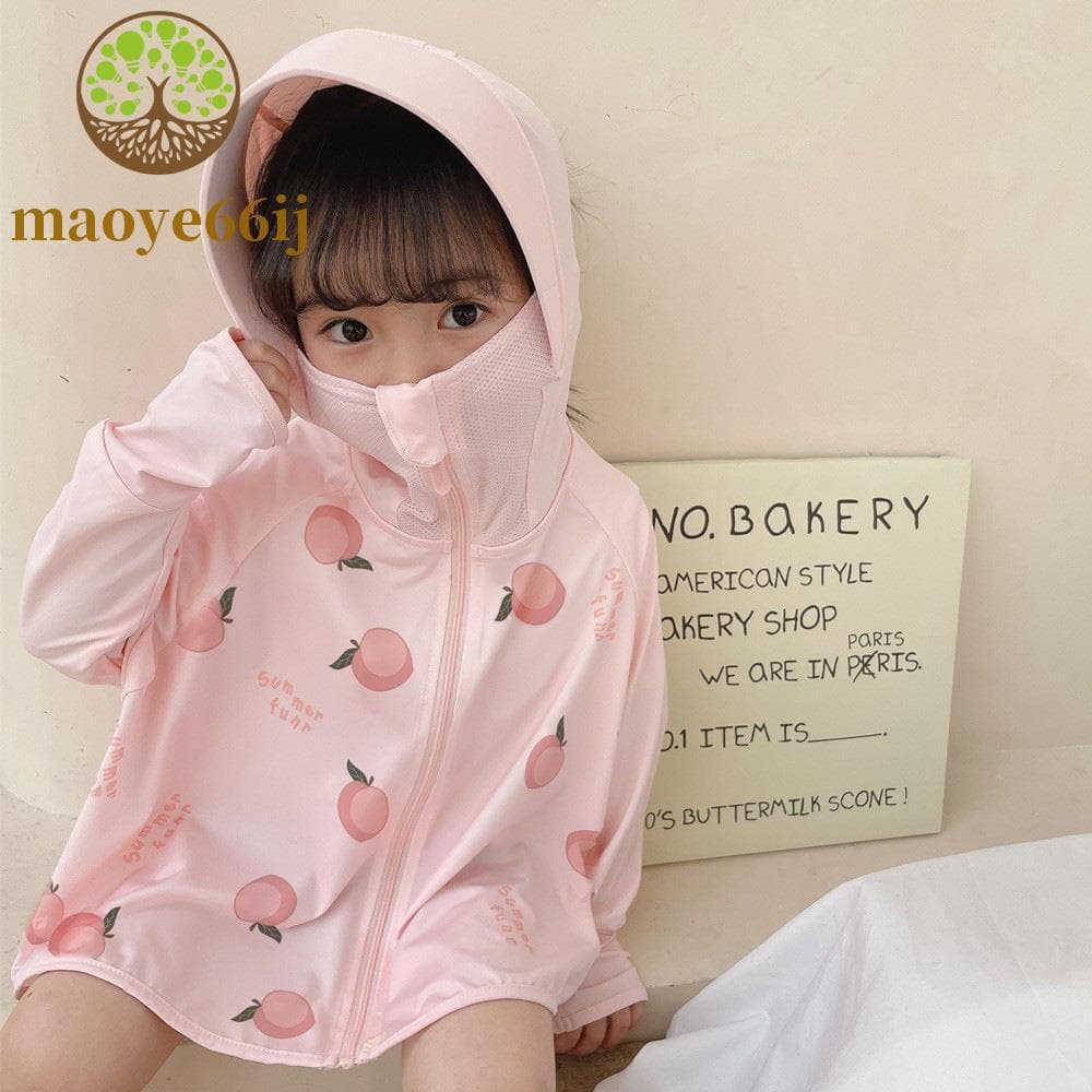 MAOYE66 Moletom Com Capuz Protetor Solar Infantil Véu De Máscara , Roupas Finas De Proteção Para Crianças De Manga Compr